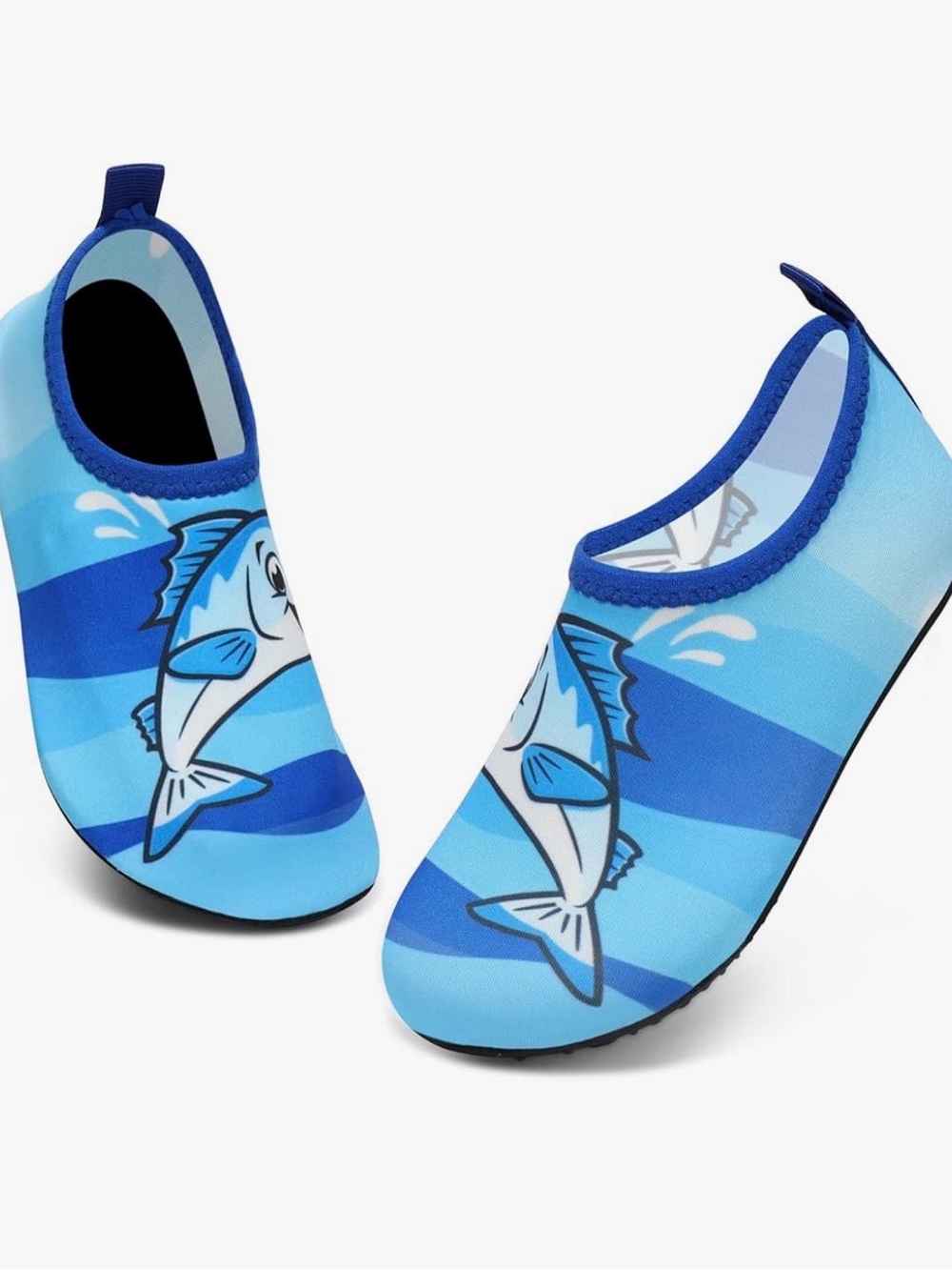 New- Little Kids Size 1-2 Blue dolphin Graphic Water Shoes - Slip-On Swim Socks
